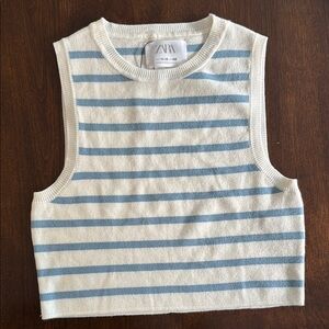 Girls size 11/12 Zara Blue and White Striped Tank Top. NWT